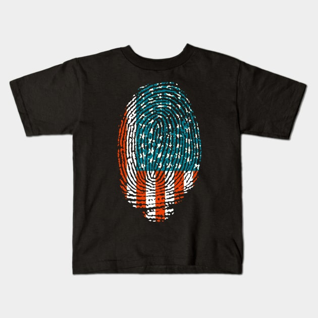 American fingerprint Kids T-Shirt by Katrin Moth